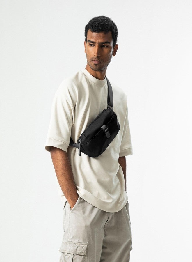 DailyObjects PET Orbit Fanny Unisex Sling Crossbody Waist Bag | Travel Pouch Bag | Stylish and Spacious | Adjustable Straps with G-Hook Closure | Made in India (Space Black) - Image 3